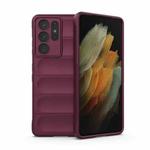 For Samsung Galaxy S21 Ultra  5G Magic Shield TPU + Flannel Phone Case(Wine Red)
