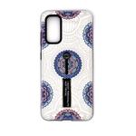 For Galaxy S20+ Embossment Painted Pattern Protective Case with Holder(White Mandala)