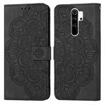 For Xiaomi Redmi 9 Mandala Embossed Flip Leather Phone Case(Black)