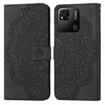 For Xiaomi Redmi 9C / 10A Mandala Embossed Flip Leather Phone Case(Black)