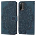 For Xiaomi Redmi 9T Mandala Embossed Flip Leather Phone Case(Blue)