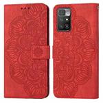 For Xiaomi Redmi 10 Mandala Embossed Flip Leather Phone Case(Red)