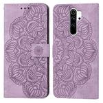 For Xiaomi Redmi Note 8 Pro Mandala Embossed Flip Leather Phone Case(Purple)