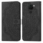For Xiaomi Redmi Note 9 Mandala Embossed Flip Leather Phone Case(Black)