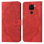 For Xiaomi Redmi Note 9 Mandala Embossed Flip Leather Phone Case(Red)