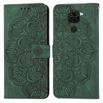 For Xiaomi Redmi Note 9 Mandala Embossed Flip Leather Phone Case(Green)