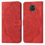 For Xiaomi Redmi Note 9 Pro Mandala Embossed Flip Leather Phone Case(Red)