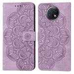 For Xiaomi Redmi Note 9T Mandala Embossed Flip Leather Phone Case(Purple)