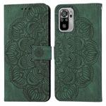For Xiaomi Redmi Note 10 Mandala Embossed Flip Leather Phone Case(Green)