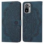 For Xiaomi Redmi Note 10 Mandala Embossed Flip Leather Phone Case(Blue)
