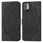 For Xiaomi Redmi Note 10 5G Mandala Embossed Flip Leather Phone Case(Black)