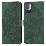 For Xiaomi Redmi Note 10 5G Mandala Embossed Flip Leather Phone Case(Green)