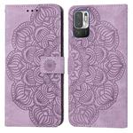 For Xiaomi Redmi Note 10 5G Mandala Embossed Flip Leather Phone Case(Purple)