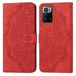 For Xiaomi Redmi Note 10 Pro 5G Mandala Embossed Flip Leather Phone Case(Red)
