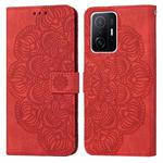 For Xiaomi 11T Mandala Embossed Flip Leather Phone Case(Red)
