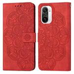 For Xiaomi Poco F3 Mandala Embossed Flip Leather Phone Case(Red)