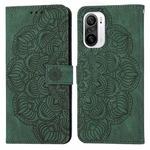 For Xiaomi Poco F3 Mandala Embossed Flip Leather Phone Case(Green)