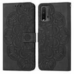 For Xiaomi Poco M3 Mandala Embossed Flip Leather Phone Case(Black)