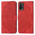 For Xiaomi Poco M3 Mandala Embossed Flip Leather Phone Case(Red)