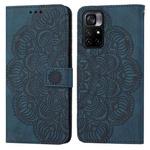 For Xiaomi Poco M4 Pro 5G Mandala Embossed Flip Leather Phone Case(Blue)