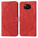 For Xiaomi Poco X3 NFC Mandala Embossed Flip Leather Phone Case(Red)