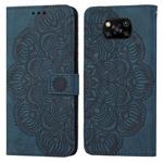 For Xiaomi Poco X3 NFC Mandala Embossed Flip Leather Phone Case(Blue)