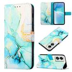For OnePlus Nord 2T 5G Marble Pattern Flip Leather Phone Case(Green LS003)