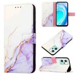 For OnePlus Nord CE 2 Lite 5G Marble Pattern Flip Leather Phone Case(White Purple LS006)