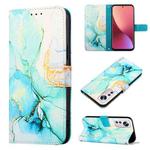 For Xiaomi 12 Lite Marble Pattern Flip Leather Phone Case(Green LS003)
