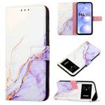 For Xiaomi Poco M4 5G Marble Pattern Flip Leather Phone Case(White Purple LS006)