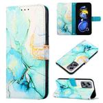 For Xiaomi Redmi Note 11T Pro Marble Pattern Flip Leather Phone Case(Green LS003)