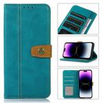 For iPhone 14 Pro Stitching Thread Calf Texture Leather Phone Case (Light Green)