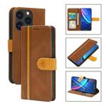 Skin Feel Leather Wallet Phone Case For iPhone 13 Pro(Brown)