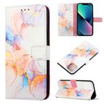 For iPhone 14 Marble Pattern Flip Leather Phone Case  (Galaxy Marble White LS004)