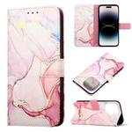 For iPhone 14 Pro Max Marble Pattern Flip Leather Phone Case  Pro Max Launching(Rose Gold LS005)