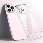 For iPhone 13 Transparent PC Phone Case with Lens Film(Pink)