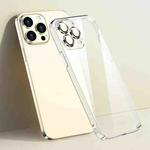For iPhone 13 Transparent PC Phone Case with Lens Film(Gold)