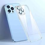 For iPhone 12 Pro Max Transparent PC Phone Case with Lens Film(Blue)