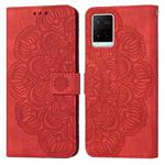 For vivo Y21 Mandala Embossed Flip Leather Phone Case(Red)