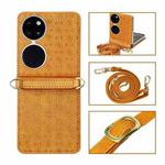 For Huawei P50 Pocket Embossed Chain Folding Phone Case(Orange)