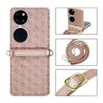 For Huawei P50 Pocket Embossed Chain Folding Phone Case(Rose Gold)