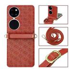 For Huawei P50 Pocket Embossed Chain Folding Phone Case(Red)