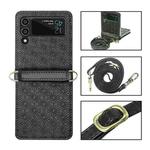 For Samsung Galaxy Z Flip3 5G Embossed Chain Folding Phone Case(Black)