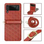 For Samsung Galaxy Z Flip3 5G Embossed Chain Folding Phone Case(Red)