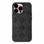 For iPhone 14 Pro Max Weave Plaid PU Phone Case (Black)