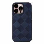 For iPhone 14 Pro Max Weave Plaid PU Phone Case (Blue)