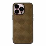 For iPhone 14 Pro Max Weave Plaid PU Phone Case (Green)