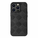 For iPhone 14 Pro Weave Plaid PU Phone Case (Black)