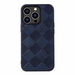 For iPhone 14 Pro Weave Plaid PU Phone Case (Blue)