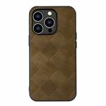 For iPhone 14 Pro Weave Plaid PU Phone Case (Green)